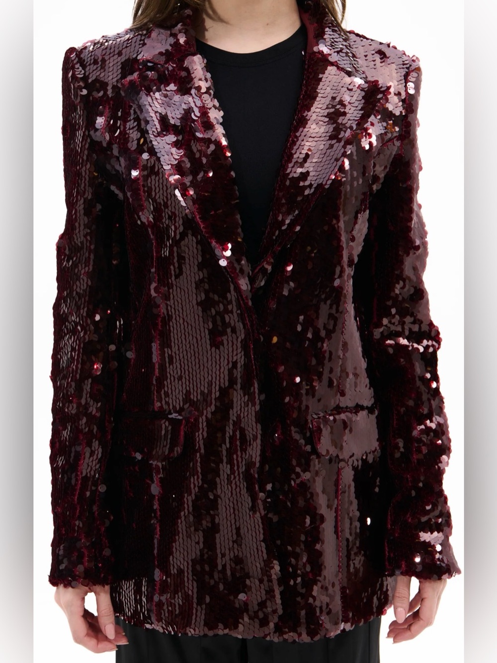 NWT azalea wang Burgundy Sequin Blazer Jacket size L